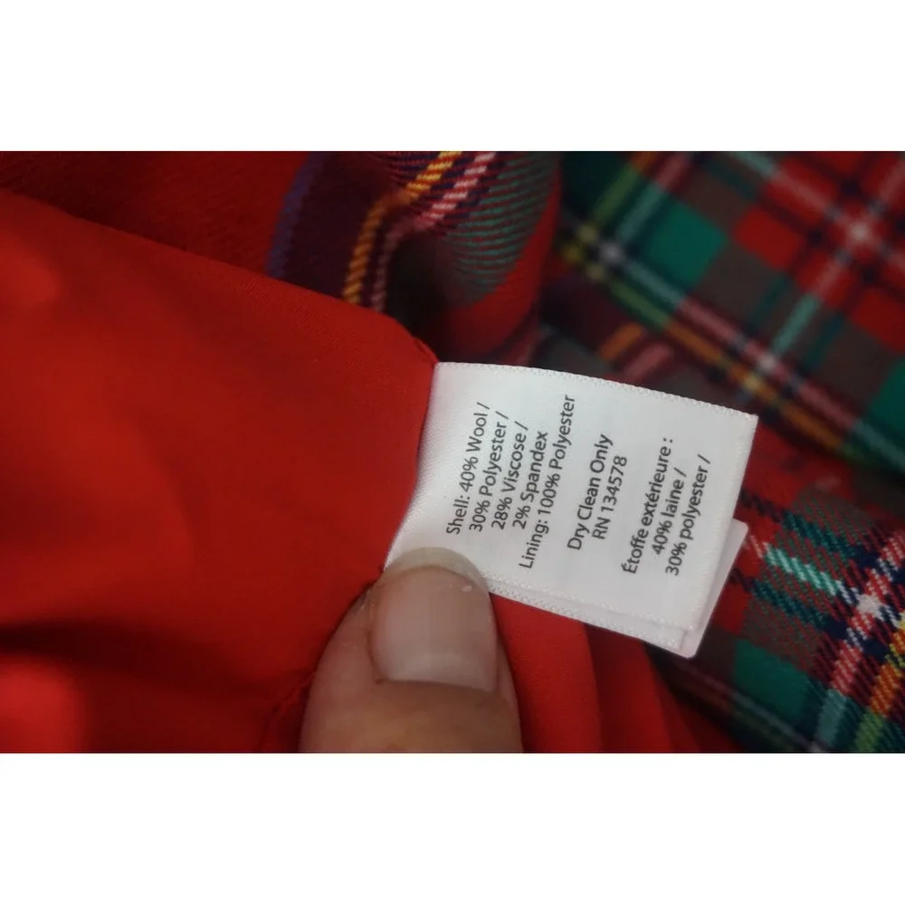 Vineyard Vines Red‎ Plaid Wool Blend Straight Leg Pants Women's Size 6